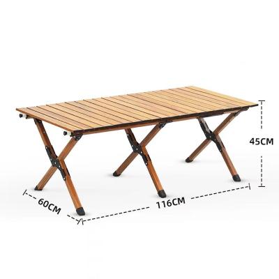 China Wooden Home Outdoor Portable Table Self-propelled Single Folding Camping Picnic BBQ Table Travel Folding Table Egg Roll Table for sale