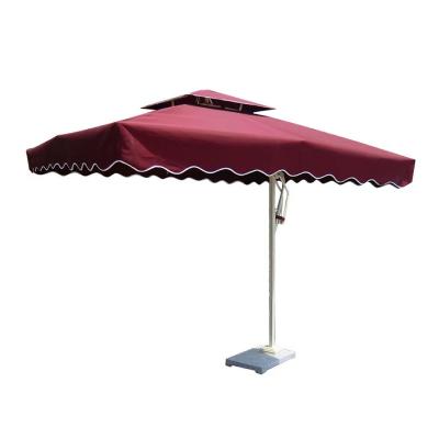 China Cafe Cantilever Outdoor Tea Lounge Umbrella Stand Sideway Patio Umbrella Stand Wedding Square Parasol for sale