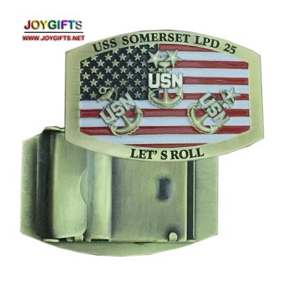 China Favorable Custom Brass Belt Buckles Factory Custom Belt Buckle Navy Metal Belt Buckle for sale