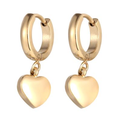 China Romantic Vintage Heart Charm Earrings Gold Plated Stainless Steel Hoop Earrings Christmas Gifts for sale