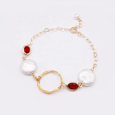 China New Arrival Cute Girls Promotion Cute Girls Genstones Red Pearl Charm Bracelet for sale