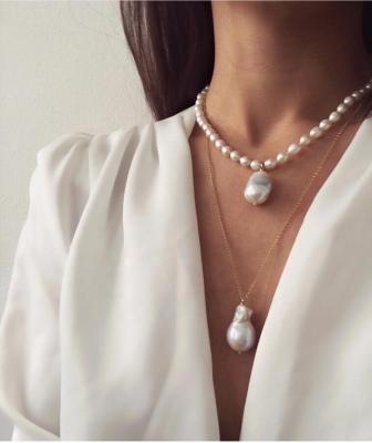 China Wholesale New Trendy CIA Trendy Baroque Freshwater Pearl Necklace Pendant for sale