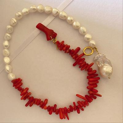 China FASHIONABLE Red Gravel and White Natural Pearl Flaw Jewelry Women Bracelets for sale