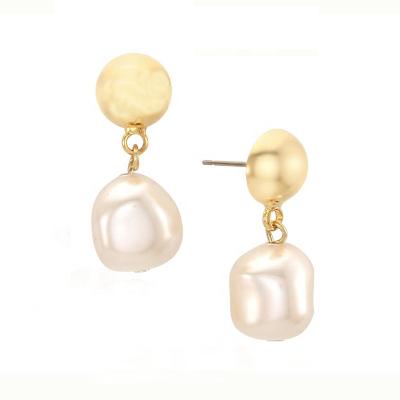 China FASHIONABLE Jewelry Titanium Temperament Pearl Steel Irregular Freshwater Earrings Large for sale