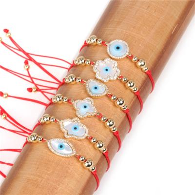 China FASHIONABLE Zircon Girls Unique Shell Accessories Rope Eye Jewelry Beaded Bracelet for sale