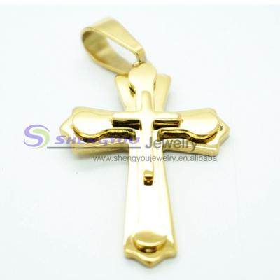 China /Casual Gold Plated 316L Stainless Steel Large Cross Pendant Sporty for sale