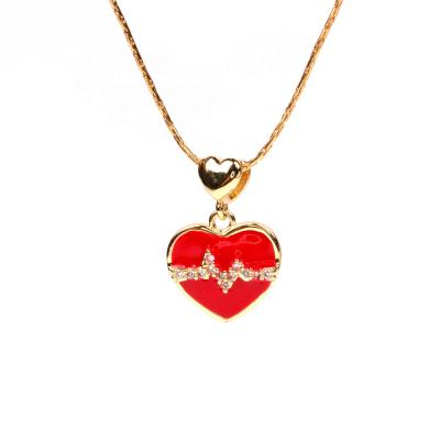 China Fashion Design New Romantic Enamel Love Heart 18K Gold Plated Wave Heartbeat Ladies Necklace for sale