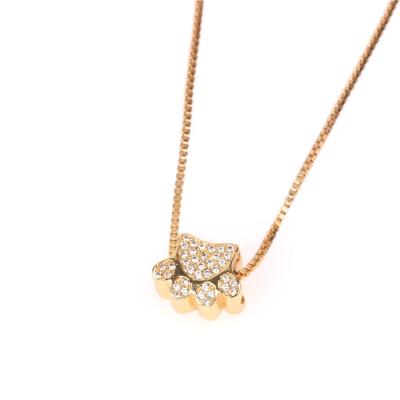 China Cute Animal Three Color Girl Kitten Claw Zircon Gold Plated Mixed Soft Necklace for sale