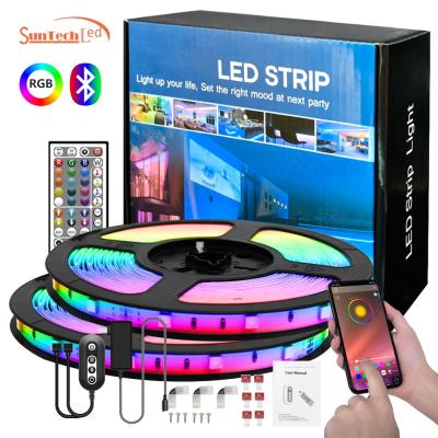 China 5050 12V residential IR/APP/music/BT sensing RGB LED smart remote flexible non-waterproof strip lights for sale