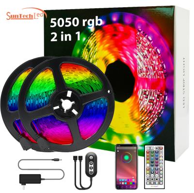 China 2020 new residential hot 12v led strip lights 2 in 1 kit rgb 5050 10m for sale