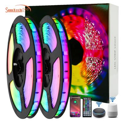 China Light Bar Kitchen Residential Home Bed Non Waterproof 5050 LED Color Changing Flexible RGB LED Strip Light With 44 Key Remote for sale