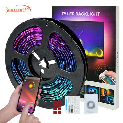 China Residential FCC CE Rohs 2M 30 LED Waterproof IP65 TV Backlight Manufacturers 5050 RGB 5V USB BT Led Strip Kit for sale