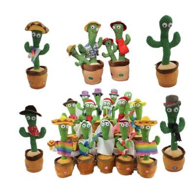 China Promotion & Cute Gift Hot Selling Stuffed Flowerpot Twisting Talking Dancing Cactus Doll Singing Music Cactus Plush Toy for sale