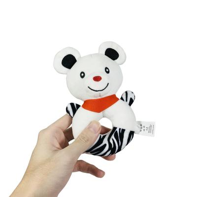 China Wholesale Soft Point Rabbit Koala Bear Cartoon Hand Ring Baby Plush Toy Hand Rattle Toy for sale