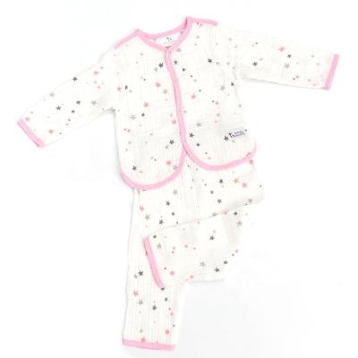 China Breathable High Quality 100% Cotton Baby Clothes Sets Long Sleeves Muslin Baby Pajamas Infant&toddler Baby Clothes 2pcs Set for sale