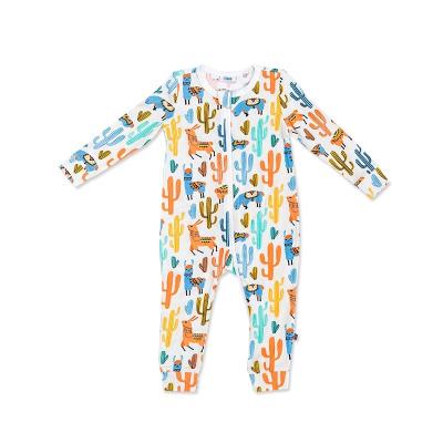 China Spandex / Organic Cotton Custom Summer Cotton Long Sleeve Baby Pajamas Romper for sale