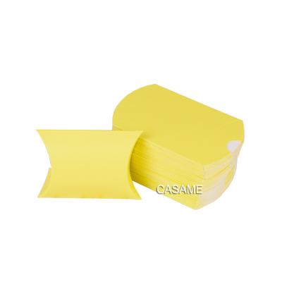 China Eco-Friendly Eco-friendly Paper Box Candy Box Bag Craft Paper Pillow Shape Favor Gift Box Yellow Pure Colorful Pie for sale