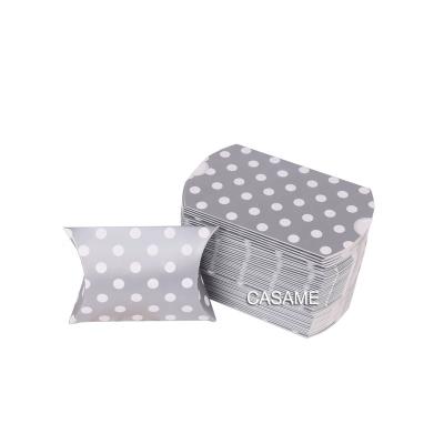 China Dot Paper Box Craft Paper Pillow Shape Favor Gift Box Biodegradable Silver Pie Candy Box Eco Friendly for sale