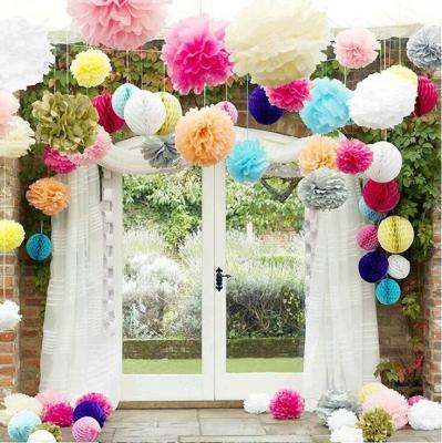 China Eco-friendly TISSUE PAPER POMPOM birthday wedding decoration parties pom poms 4 inch DIY for sale