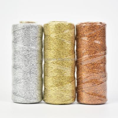 China Eco-friendly Metallic Gold Hemp Rope Polished Hemp 12ply Craft Baker Twine Striped Gold Silver Striped Twist Rope Craft Gift Wrapping Twine for sale