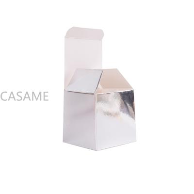 China Mini Ring Paper Boxes Biodegradable Candy Square Silver Foil Wrap Sweet Packaging Box Chocolate Gift Wedding Decorations Supplies for sale