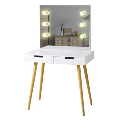 China US Warehouse-Solid Wood Bedroom Furniture Set Adjustable (Height) Shipping With Led Light Vanity Makeup Table for sale