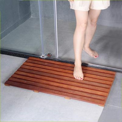 China Sustainable Products High Quality Decorative Bathroom Teak Wood Practical Non-slip Mat for sale