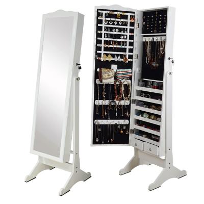 China Adjustable (Height) Floor Standing Full Mirror Jewelry Cabinet Jewelry for sale