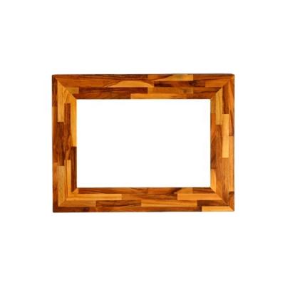 China Wooden Joint Wall Mounted Durable Beveled Smart Design Teak Finger Glass Fancy Mirror for sale