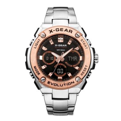 China 2019 Success X-GEAR Alarm For Amazon Alloy Electronic Digital Dual Display Men Luxury Quartz Watch for sale