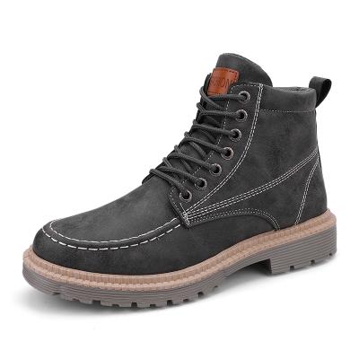 China Round Men Winter Boots Full Grain Genuine Leather Handmade Warm Leather Men Winter Shoes Ankle Increasing Boots for sale