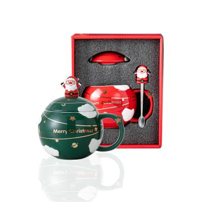 China Gift Stan Christmas Ceramic Mug Red/Green Christmas Bauble Set 400ml for sale