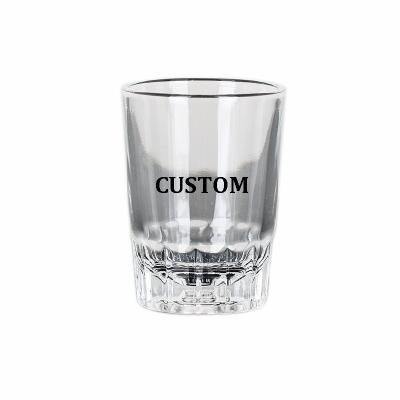 China CLASSIC 2oz Whiskey Fluted Clear Shot Glasses With Thick Line Stripe Bottom for sale