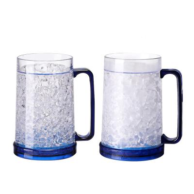 China DOUBLE WALL 16oz Double Wall Freezer Frosted Beer Mugs With Frost for sale