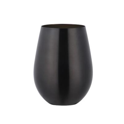 China 304SS 17oz 500ml CLASSIC Gold Rainbow Stainless Steel Black Stemless Wine Glass for sale