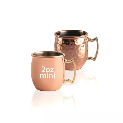 China Stocked Custom Logo Engraving Mini Moscow Mule 60ml/2oz Small Size Copper Mugs for sale