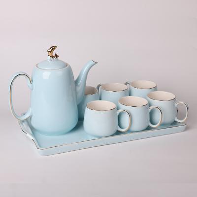 China Viable Stylish Atmosphere Unique Design Cafe Tea Sets Porcelain Ceramic Tea Cups Sets Ceramic for sale