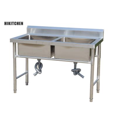 China Hot Sale Factory Direct Faucet Mauritius Kitchen 304 Double Bowl Stainless Steel Without Drainer Sink for sale