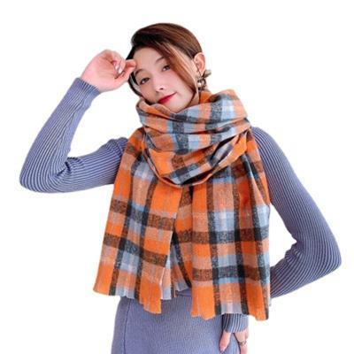 China Autumn And Winter Modern Korean Style Plaid Scarf Vintage Direct Selling Thick Warm Scarf Enlarged Shawl for sale