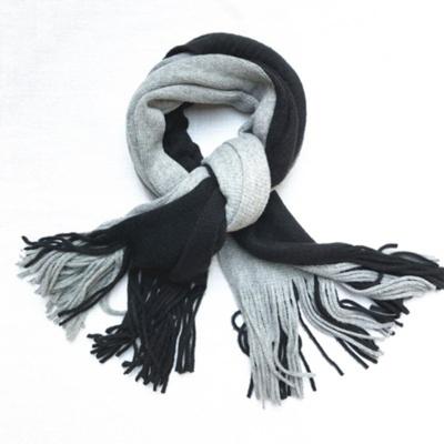 China Direct Selling Colorblock Style Faux Scarf Korean Modern Korean Cashmere Scarf Two Tone Fringed Scarf for sale