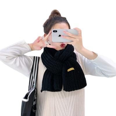 China Modern Factory Direct Knitted Solid Color Scarf Korean Student Style High Quality Thickened Warm Scarf Ladies for sale