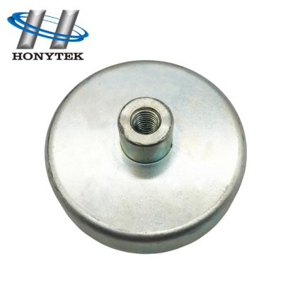 China Industrial Magnet Diameter 63mm x 14mm 26kg Holding Strength Nickel Coated Magnetic Cover Ferrite Pot Hook for sale