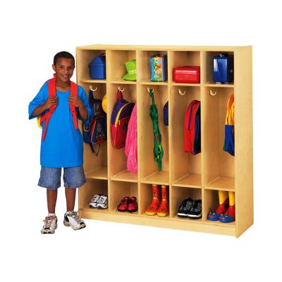 China Modern Custom Kindergarten Furniture Used Wooden Coat Racks Cubbies Preschool Organizer Backpack And Cubby Storages With Hooks for sale