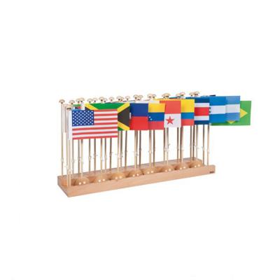 China Wooden game montessori geography kids toys early learning table top flag stand for sale