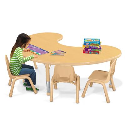 China Modern Kindergarten Promotional Kids Furniture Wooden Study Table Chair Set For Children for sale