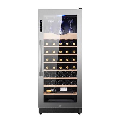 China Sensitive Touch Screen 51 Bottle Wine Cooler Large Capacity Wine Fridge 158L With Stainless Steel Seamless Glass Door for sale