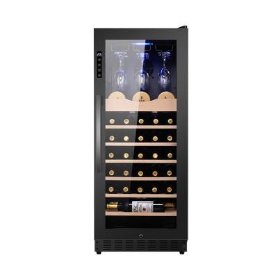 China New Sensitive Touch Screen Wine Cooler 158L Wine Fridge With Touch Stainless Steel Titanium Plated Glass Door Wine Cooler for sale