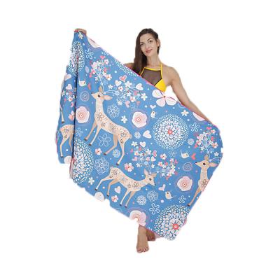 China Cheapest Custom Printing Sand Towel Compressed Microfiber Beach Promotion Price Free Beach Towel for sale