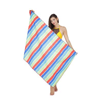 China China Supplier Compressed Microfiber Beach Towel High Quality Soft Stripes For Adult for sale