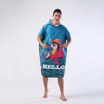 China Wholesale Simple Logo Embroidery Microfiber Surf Swimming Beach Hooded Poncho Adult Bath Poncho Towel for sale